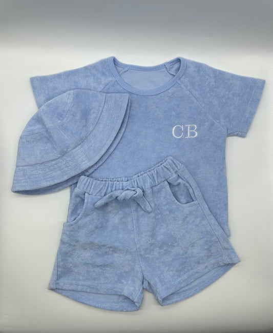 Embroidered 3 Piece personalised towelling sets
