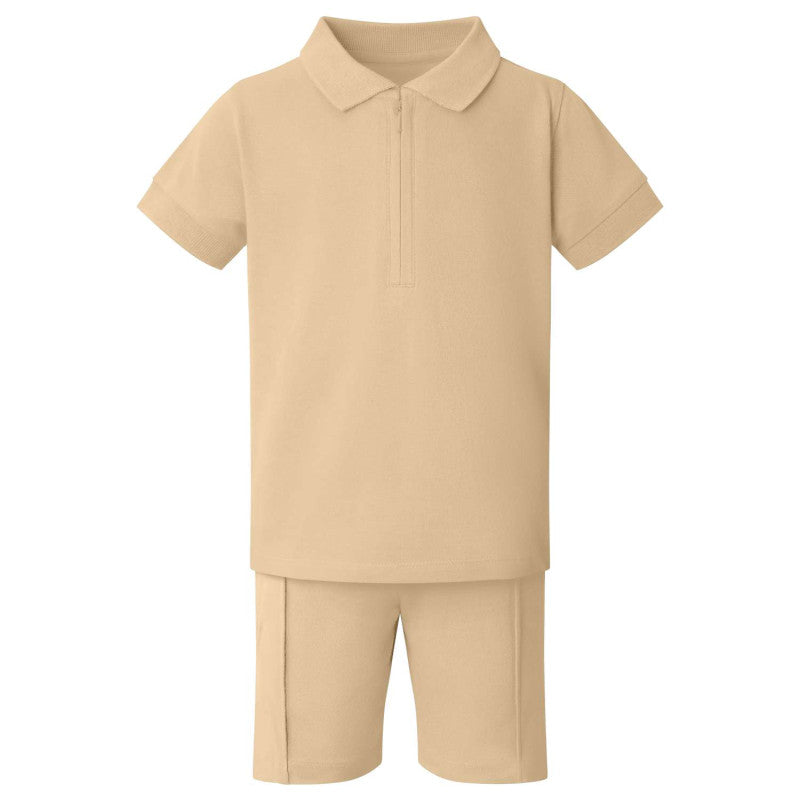 Zip Neck Polo Shirt and Short Sets