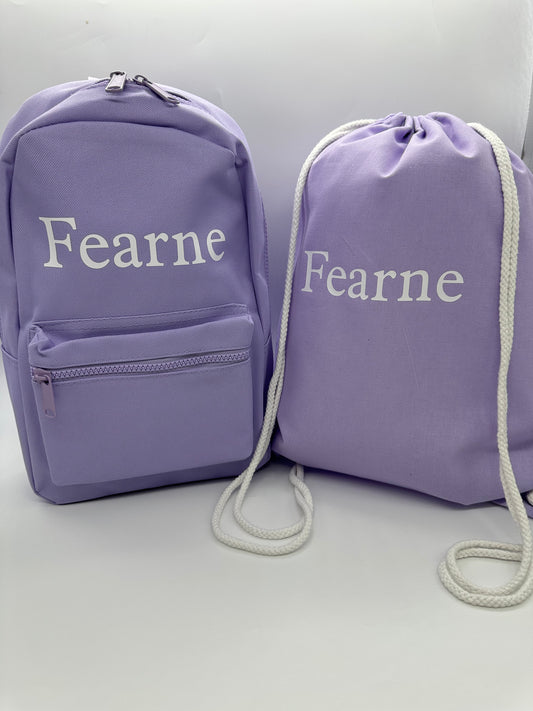 Lavender Mini Backpack Set