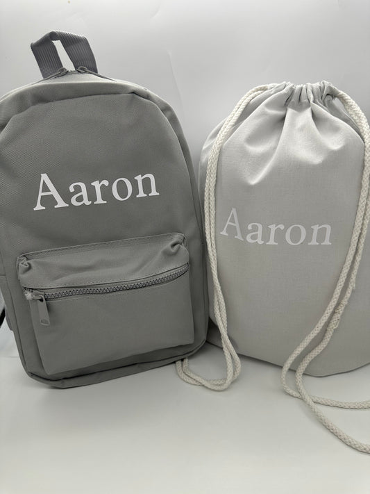 Grey Mini Backpack Set