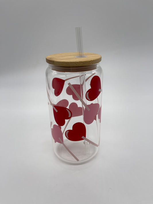 Lollipop Heart glass can cup - Me And You You And Me Co 