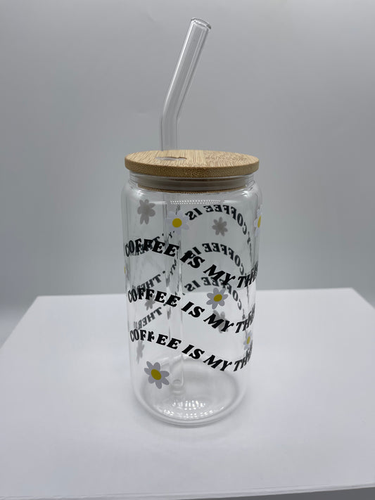 Coffee is my therapy glass can cup - Me And You You And Me Co 