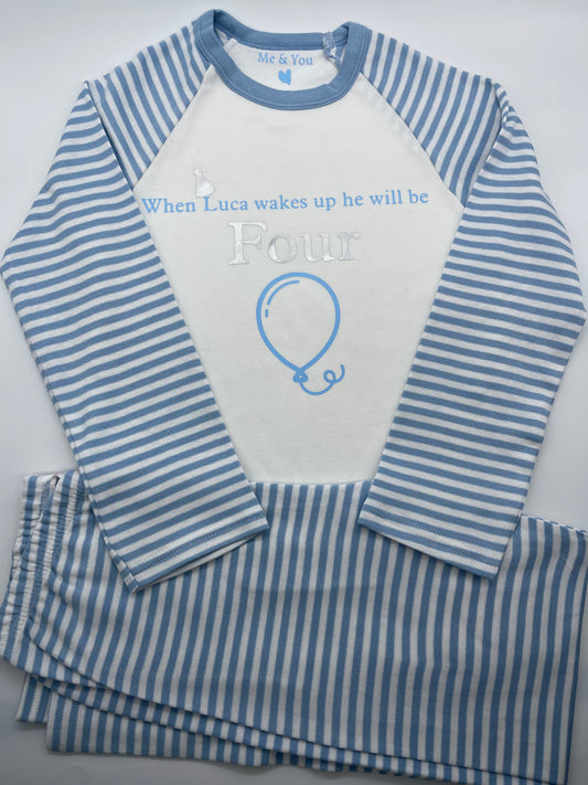 Blue Birthday Balloon Pyjamas - Me And You You And Me Co 