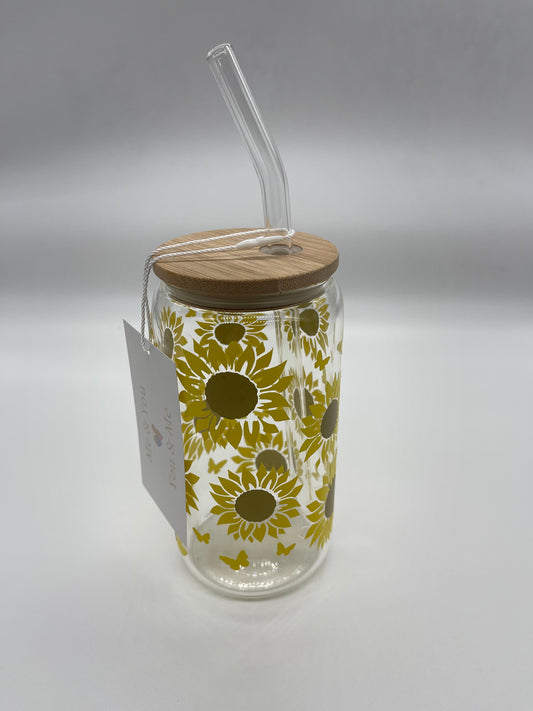 Sunflower glass can cup - Me And You You And Me Co 