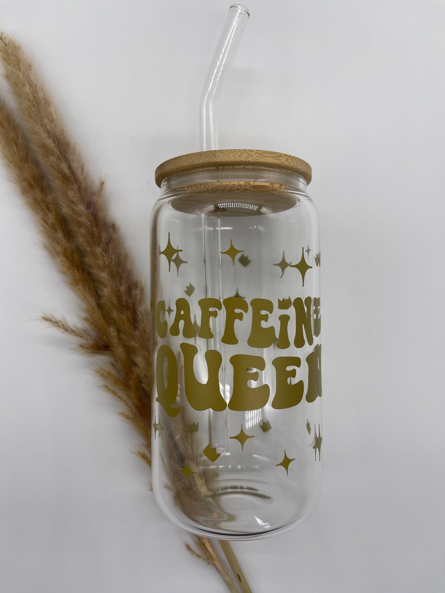 Caffeine queen glass can cup - Me And You You And Me Co