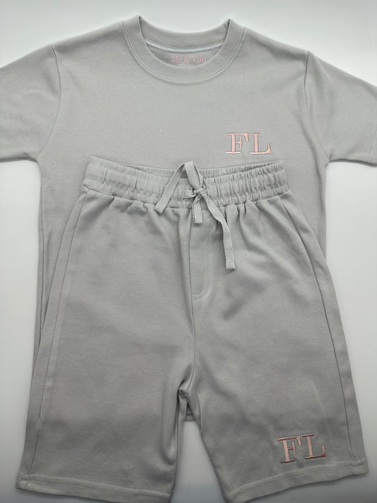 Embroidered Initials T-Shirt & Shorts Set - Me And You You And Me Co 