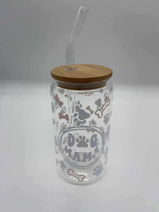 Dog mama/dada glass can cup - Me And You You And Me Co 