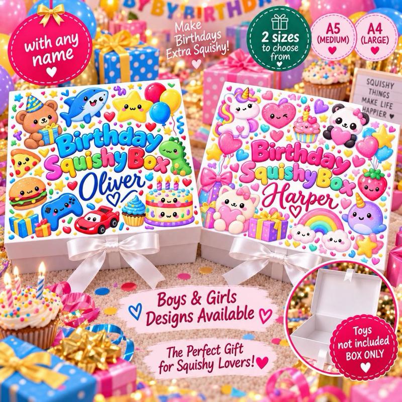 Personalised Birthday Squishy Magnetic Ribbon Gift box - medium and large sizes - 2 designs to choose from - Me And You You And Me Co 