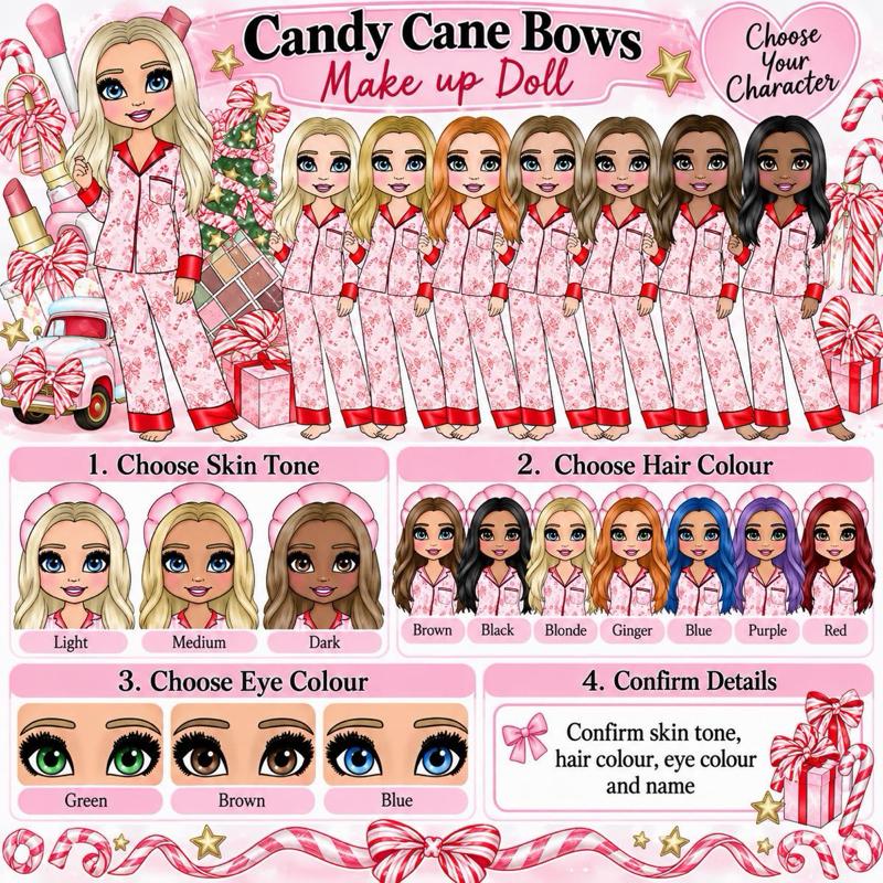 Christmas Make Up Girl 20oz Tumbler - Choose skin tone, hair and eye colour