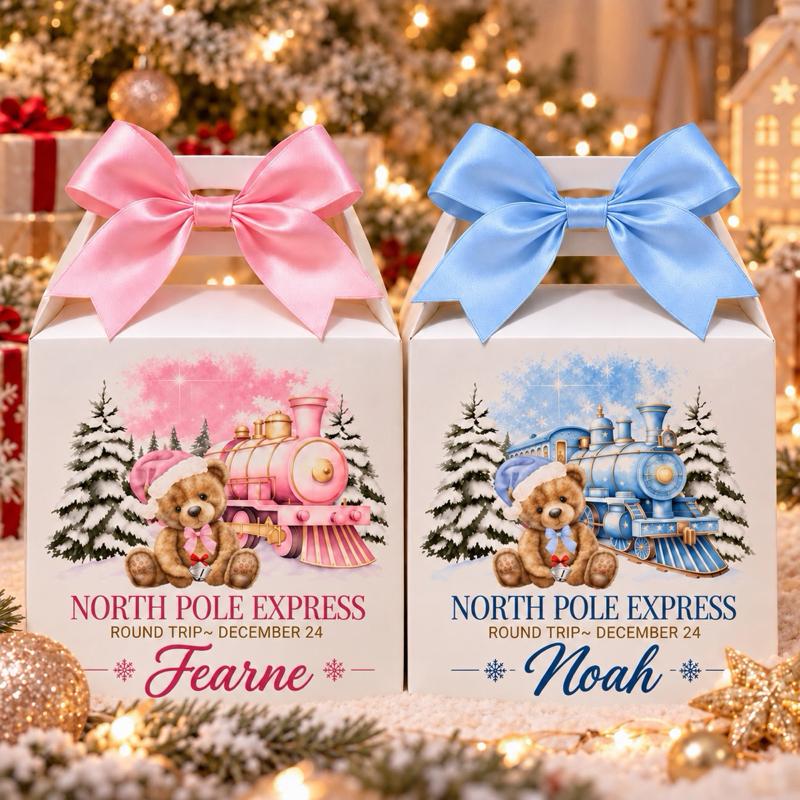 Personalised Christmas Bear Treat Box - choose from pink or blue - Me And You You And Me Co 