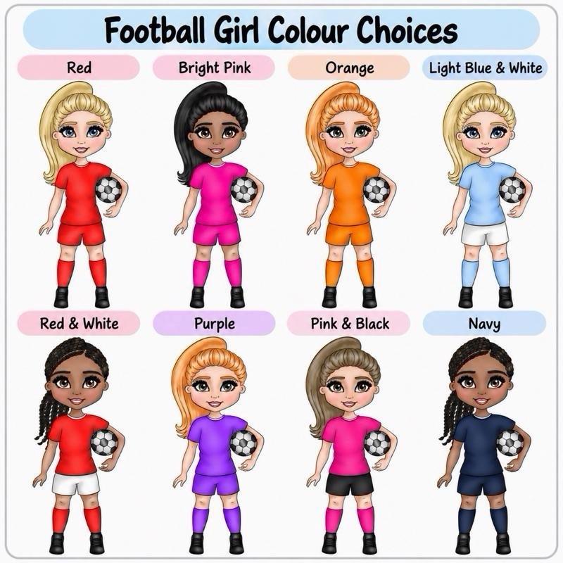 Personalised Football Gorl Drawstring Bag - Choose kit colour, skin tone, hair and eye colour - Me And You You And Me Co 