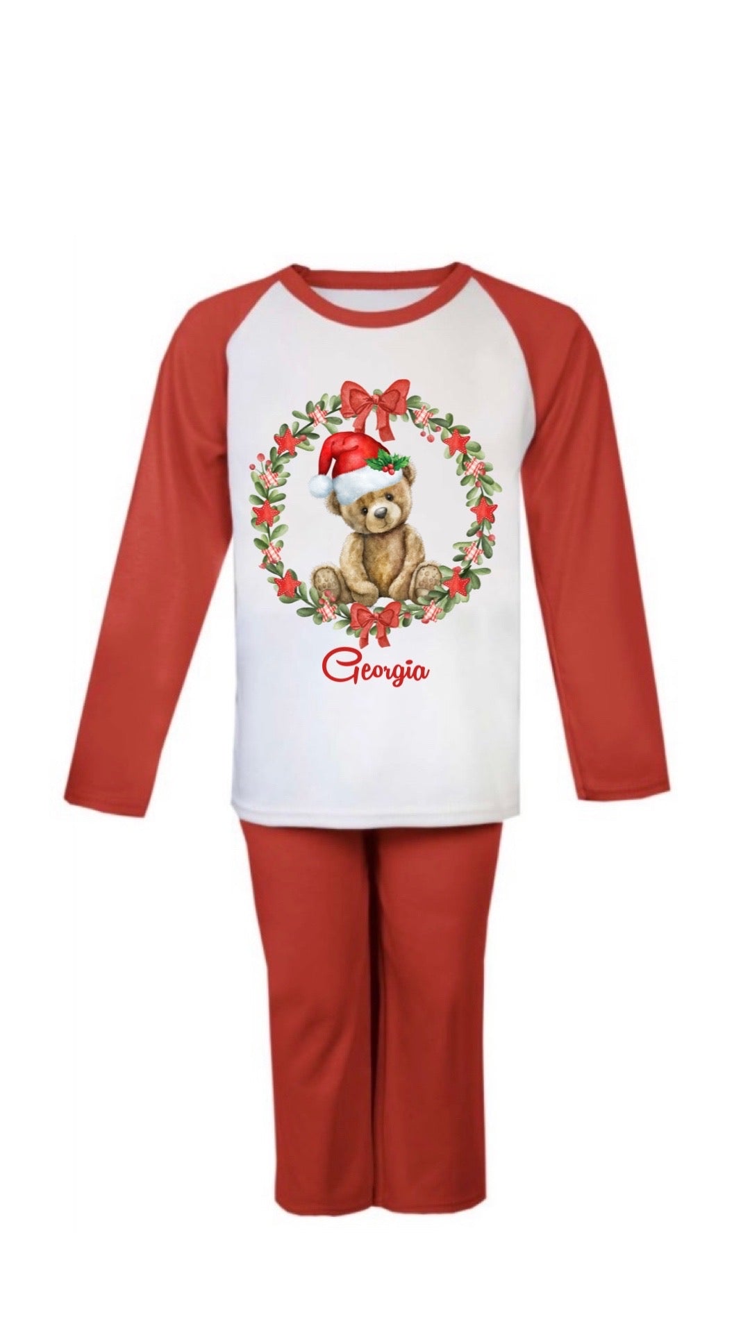 Christmas Red Bear Wreath Pyjamas