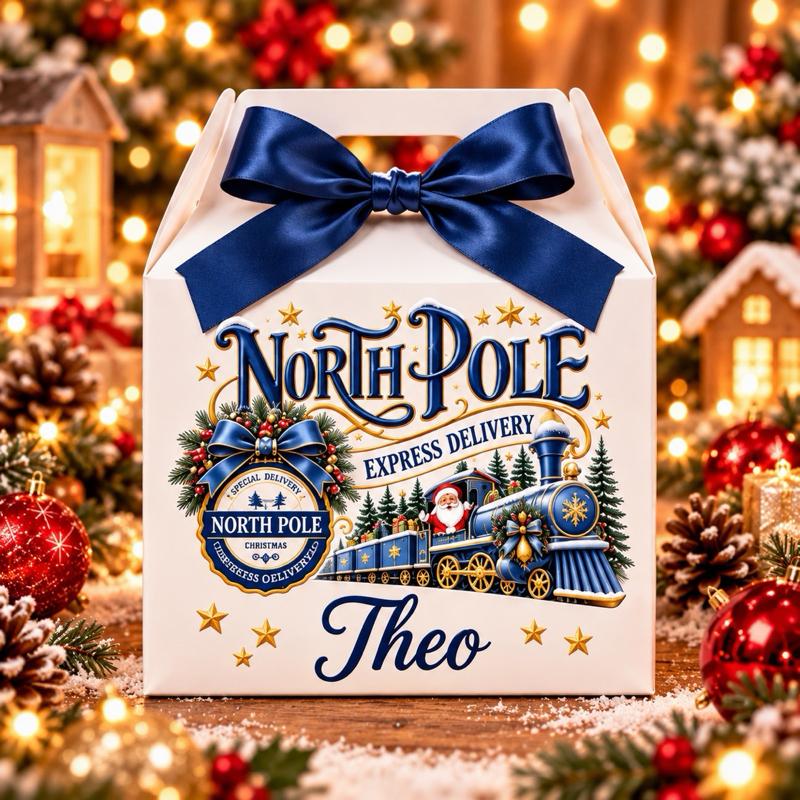 Personalised Christmas North Pole Snow Treat Box - choose from pink blue green red or gold designs - Me And You You And Me Co 