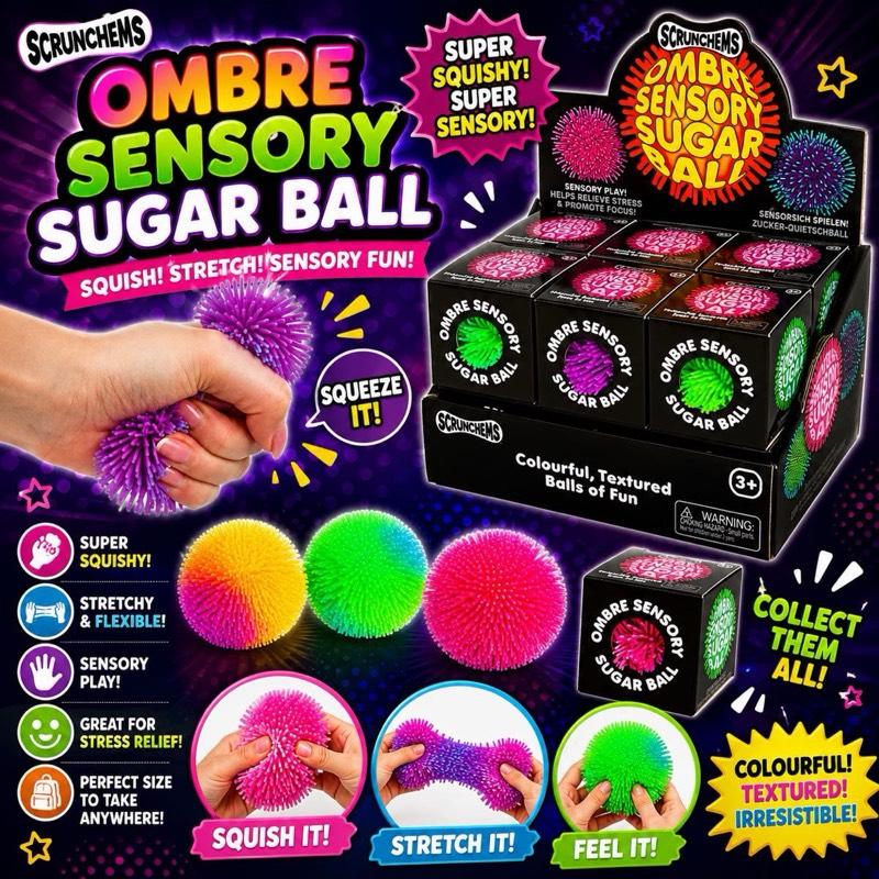 Scrunchems Ombre Sensory Sugar Ball Fidget Toy - Super Squishy Stretchy Stress Relief Toy with Textured Feel for Sensory Play and Fidgeting