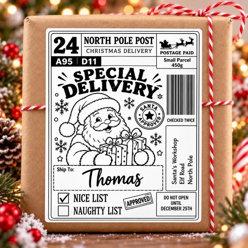 Personalised Christmas Post Label - Pack of 10, 20 or 30 labels - Me And You You And Me Co 