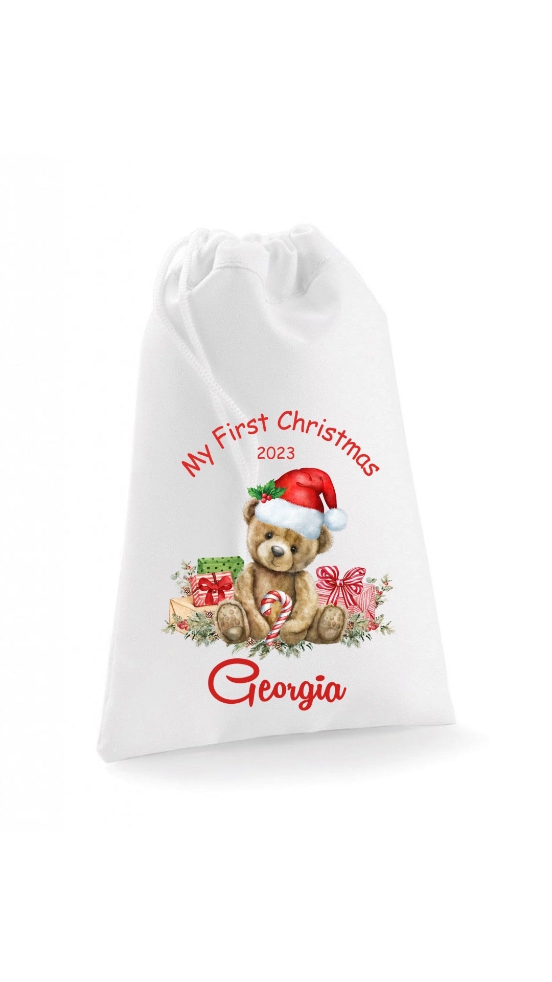 First Christmas Teddy Bear Sack