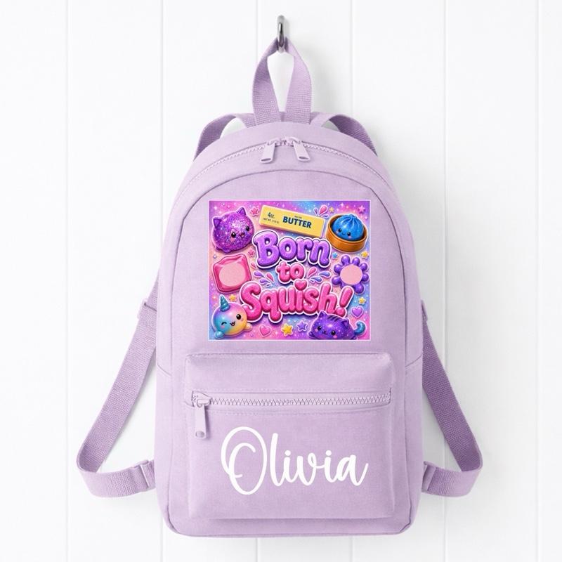 Personalised Pink Born To Squish mini backpack - various colours