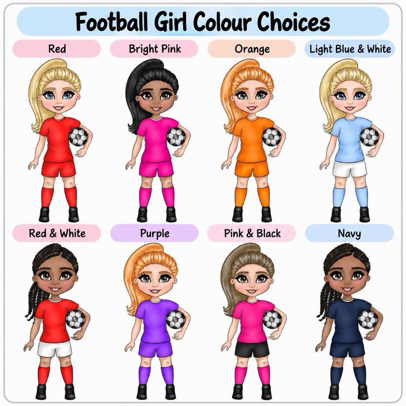 Personalised Girls Football Water Bottle - Aluminium, 650ml Capacity - Choose football kit colour, Hair, Eye and Skin Details - Drinkware