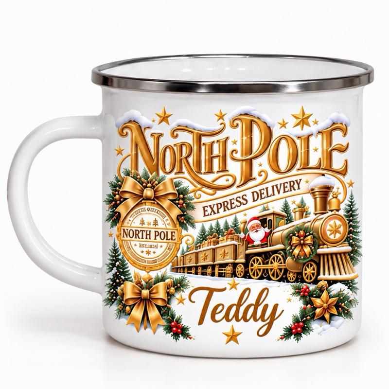 North Pole Snow Christmas Enamel Mug Perfect for Daily Use Drinkware Enhance Your Day - available in 6 colours - Me And You You And Me Co 