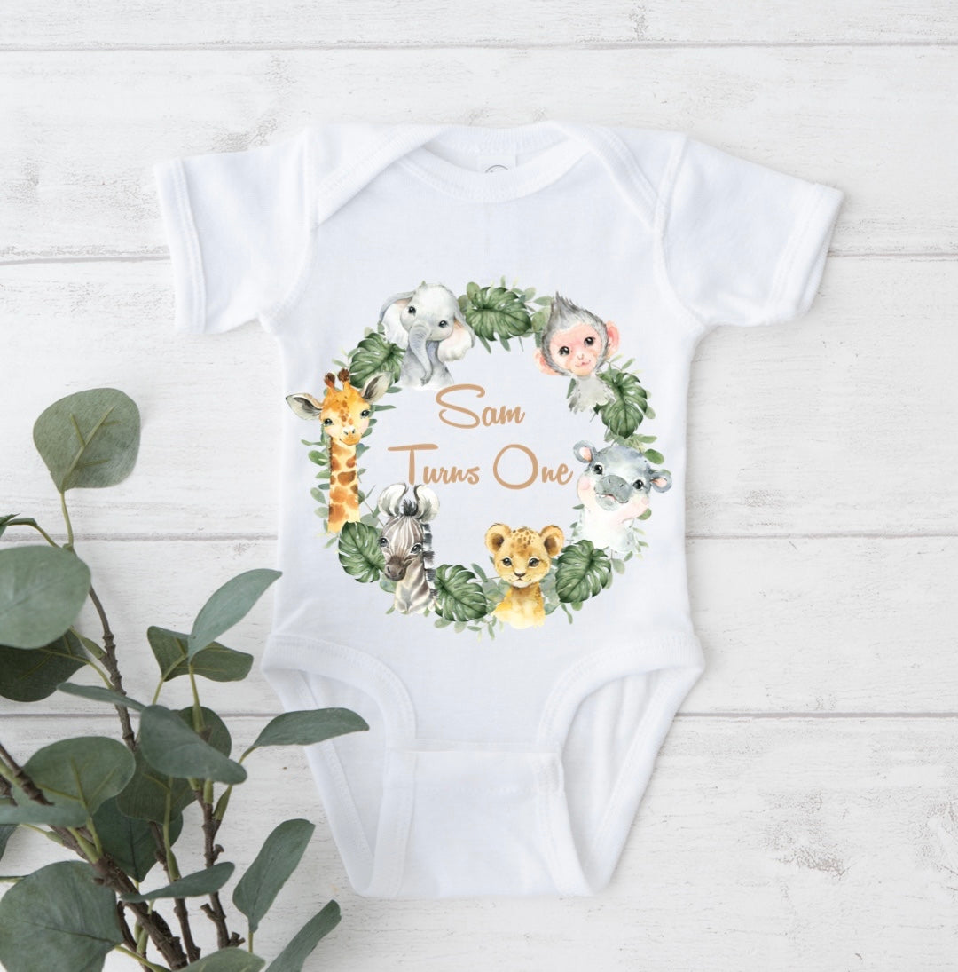 Safari Animals Birthday Bodysuit