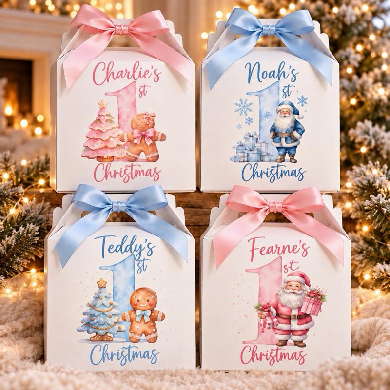 Personalised 1st Christmas Treat Box - choose from gingerbread or Santa design - Me And You You And Me Co 