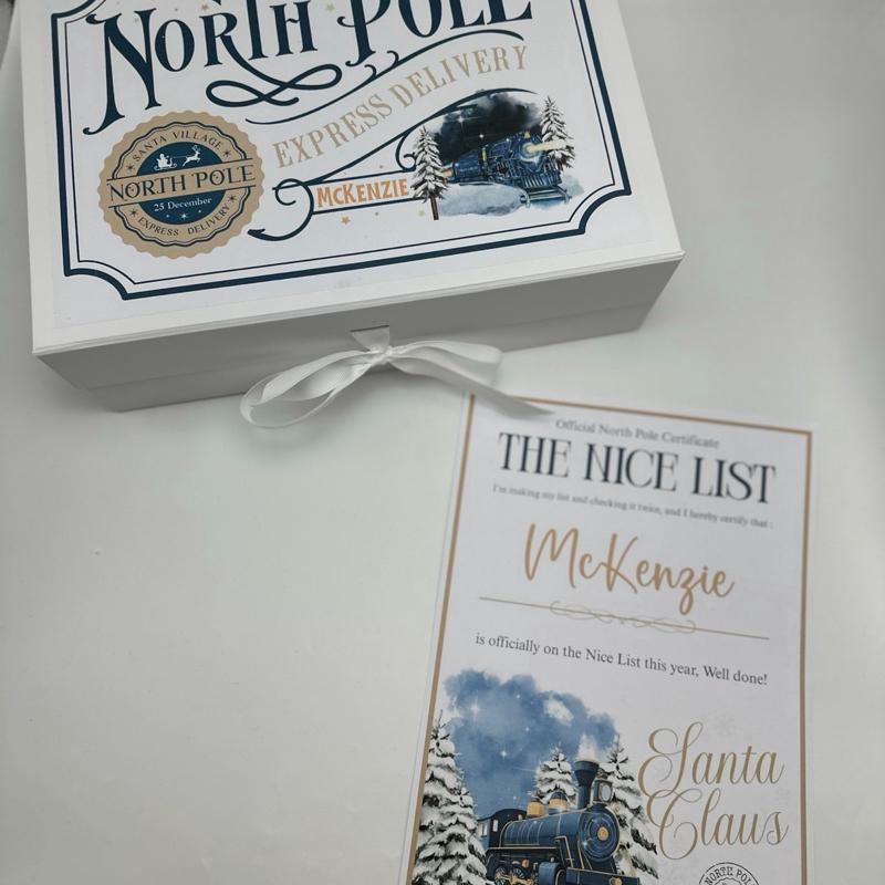 Personalised Christmas Train Luxury Magnetic Ribbon Gift box