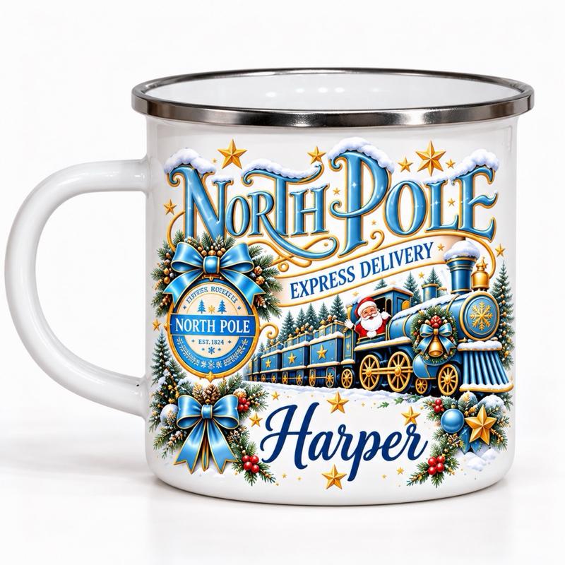 North Pole Snow Christmas Enamel Mug Perfect for Daily Use Drinkware Enhance Your Day - available in 6 colours - Me And You You And Me Co 