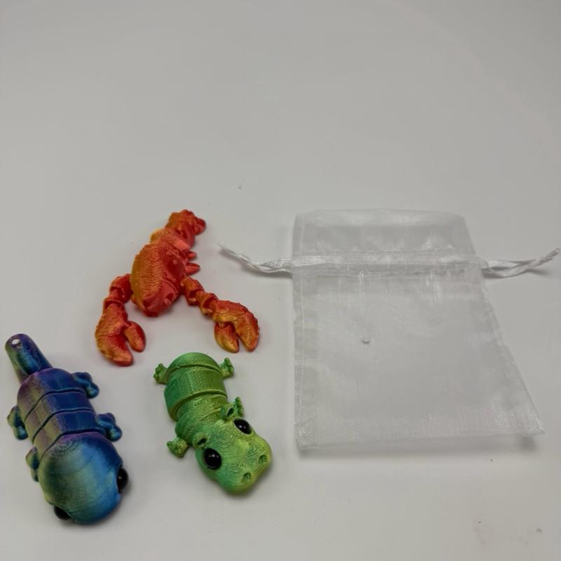 3 Pack 3D Printed Animal Fidget Toys – Assorted Designs in Gift Pouch