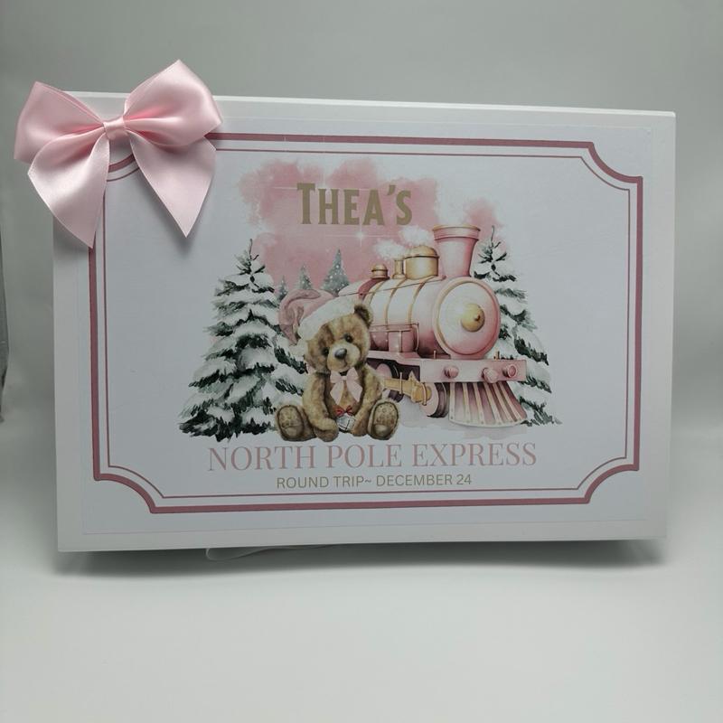 Personalised Bear Christmas Eve Luxury Magnetic Ribbon Gift box
