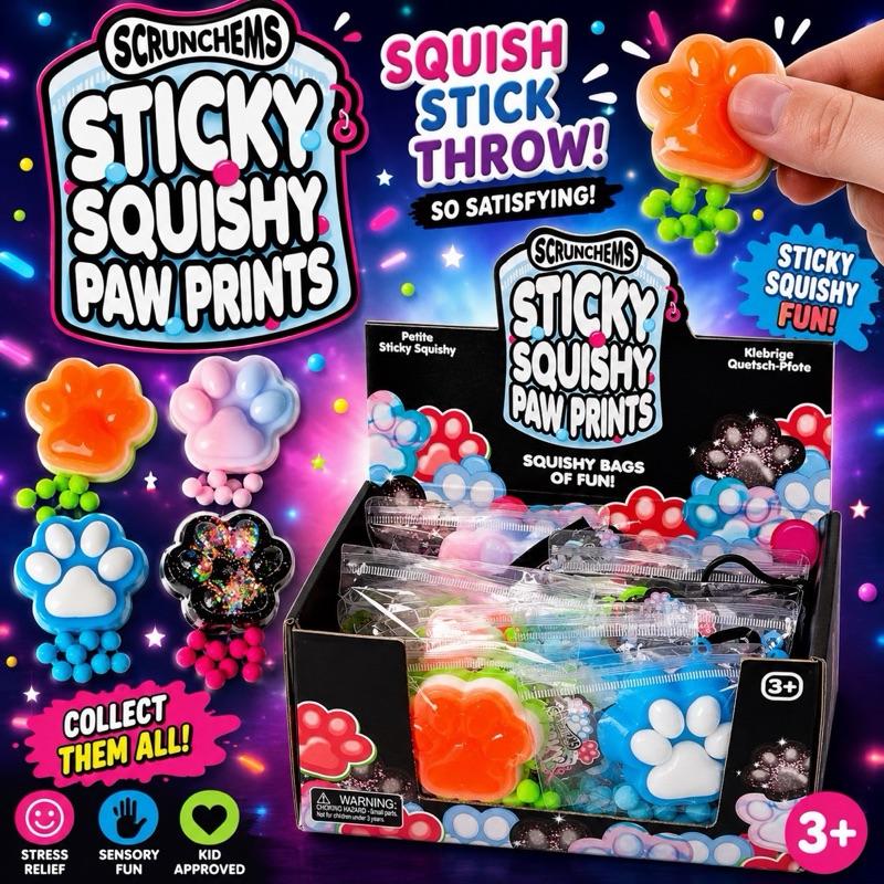 SCRUNCHEMS STICKY SQUISHY PAW PRINTS ASSORTED