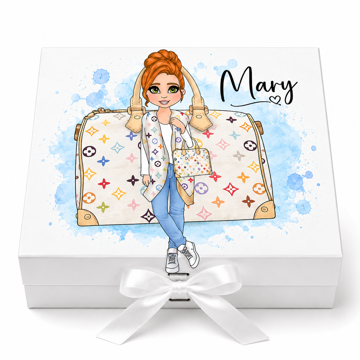 Personalised LV Rainbow Bag Dolly - pick skin tone, hair colour and eye colour