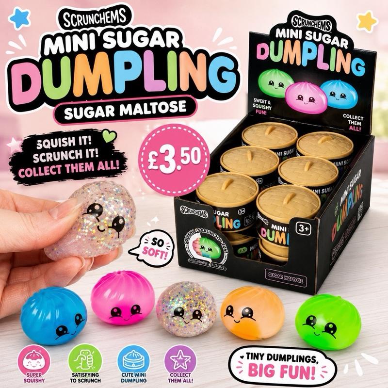 Scrunchems Neon Dumpling With Maltose In Basket 5.5cm Mini Sugar Maltose Squishy Dumpling Compact Size Fun Tactile Treat For All Ages Vibrant Neon Color Easy To Handle