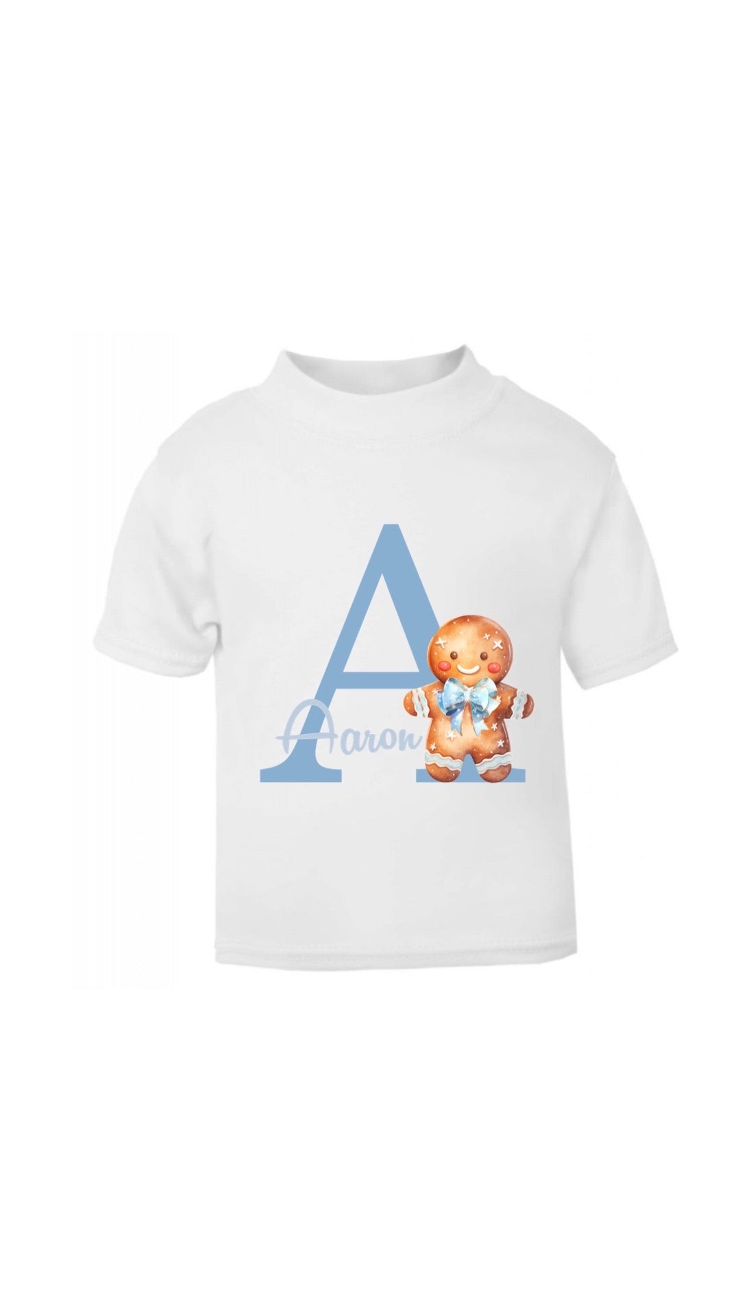 Christmas Blue Gingerbread Letter T-Shirt