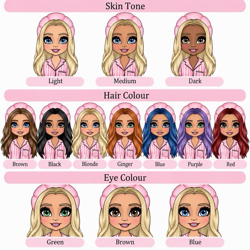 Girl Glass Heat Protector Board for Hair Straighteners and Make Up - Durable Material and Sleek Design - choose skin tone hair and eye colour
