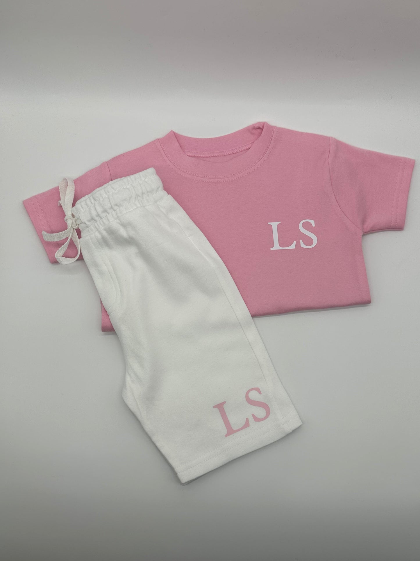 Pale Pink & Pale Blue shorts and T-Shirt Set