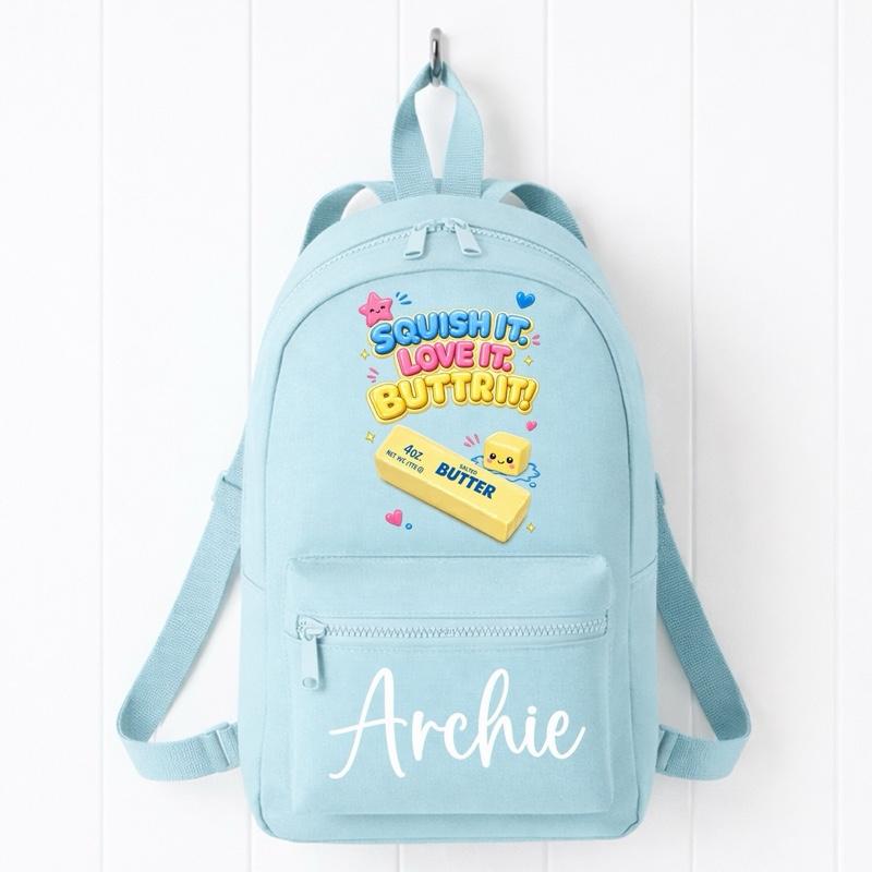 Personalised Squish It Love It Buttrit! mini backpack - various colours