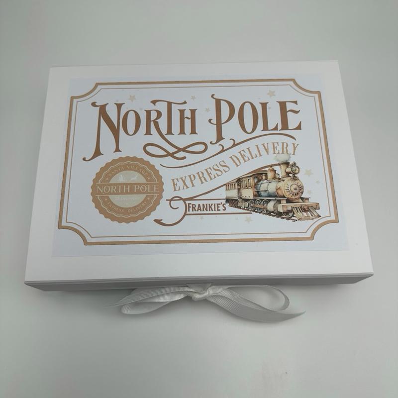 Personalised Christmas Train Luxury Magnetic Ribbon Gift box