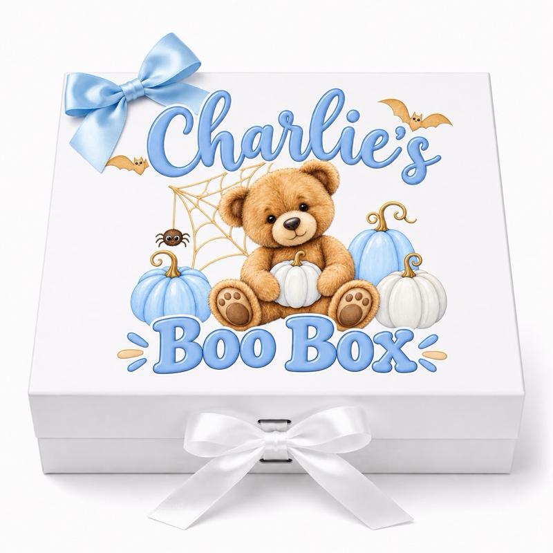 Personalised Boo box - medium and large sizes - pink and blue bear - Me And You You And Me Co 