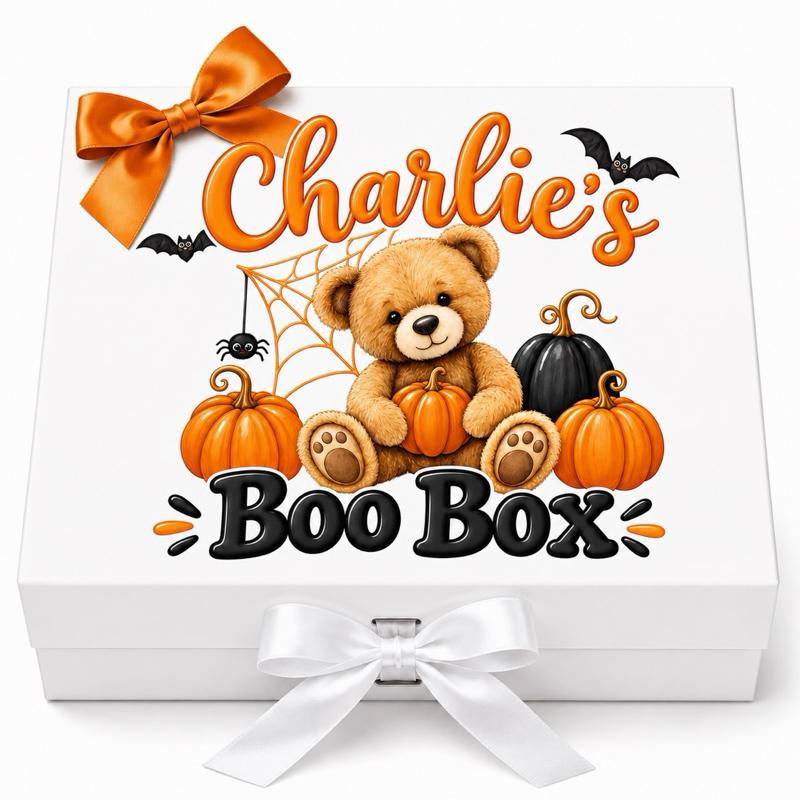 Personalised Boo box - medium and large sizes - Orange bear - Me And You You And Me Co 