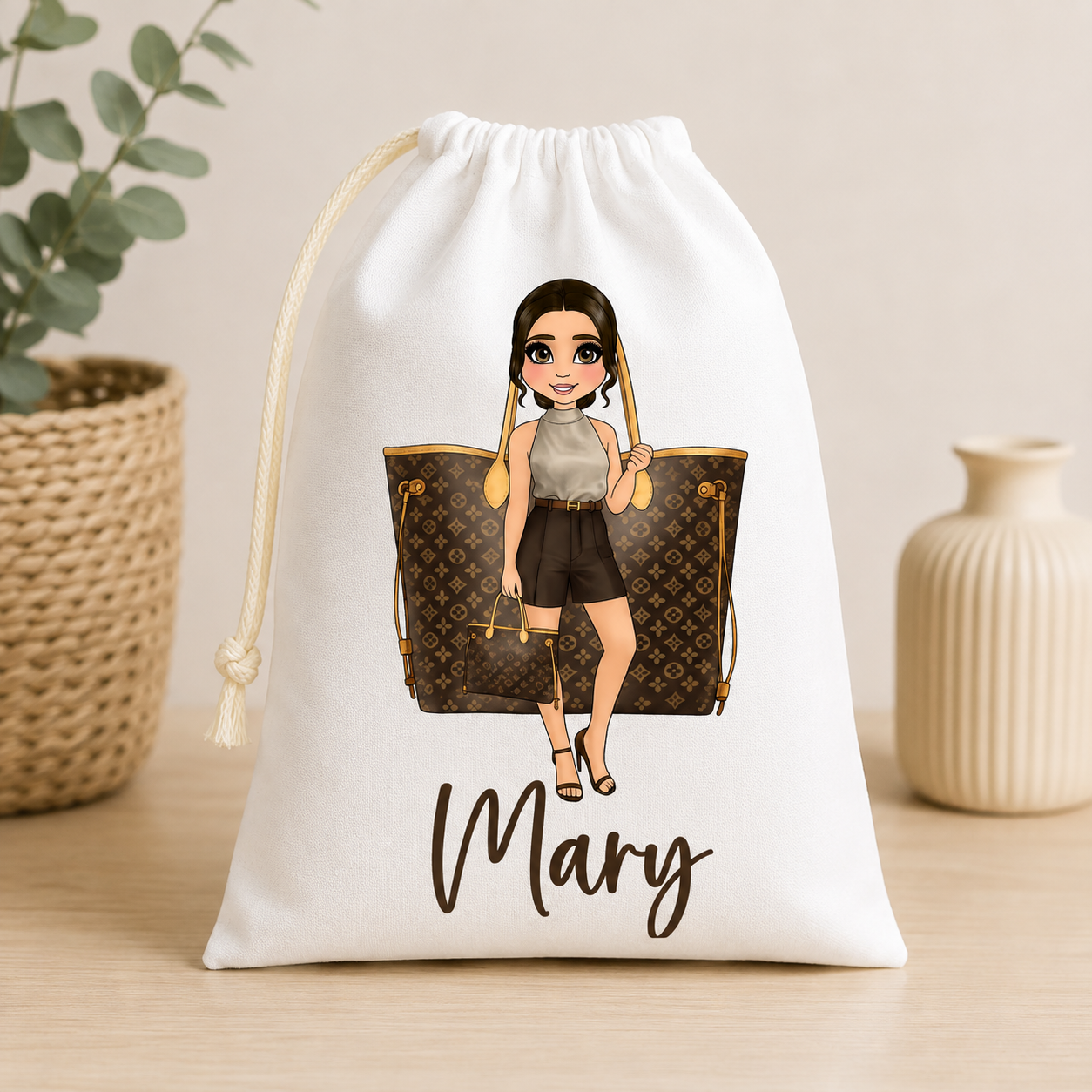 Personalised LV Classic Stuff Bag - Choose skin tone, hair and eye colour