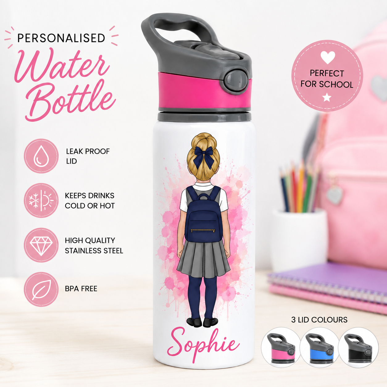 Personalised Girls Water Bottle