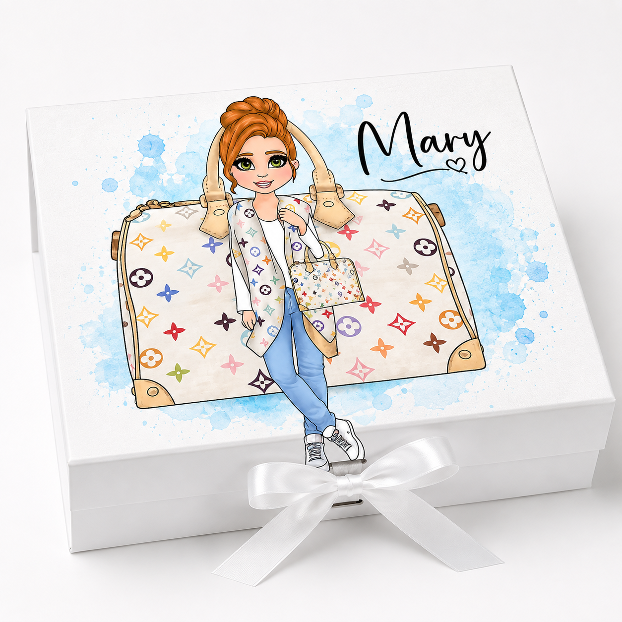 Personalised LV Rainbow Bag Dolly - pick skin tone, hair colour and eye colour