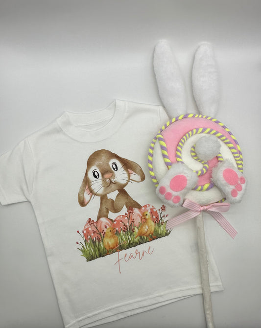Easter Bunny with Pink Easter Eggs T-Shirt