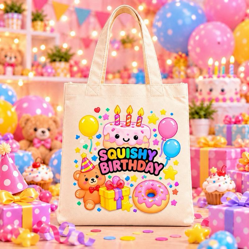 Birthday Squishy Tote Bag - Cute & Colourful with Squishy Favourites - Perfect Gift Idea for All Ages - Take It Everywhere! - Me And You You And Me Co 