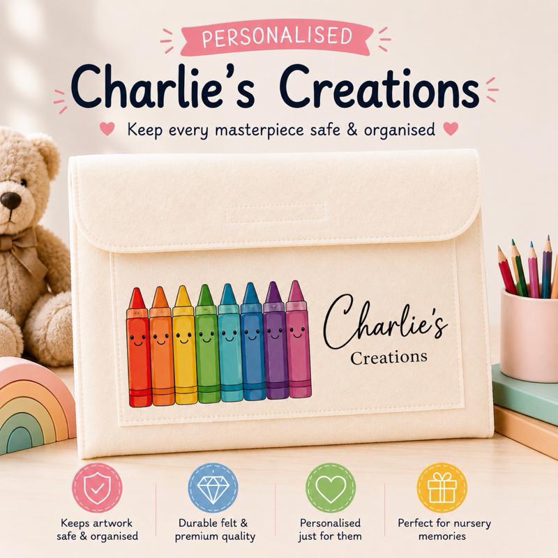 Personalised Nursery Reception & School Creations Envelopes for Artwork Storage Durable Felt Premium Quality Perfect for Nursery Reception School