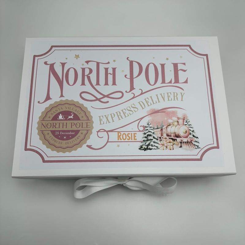 Personalised Christmas Train Luxury Magnetic Ribbon Gift box