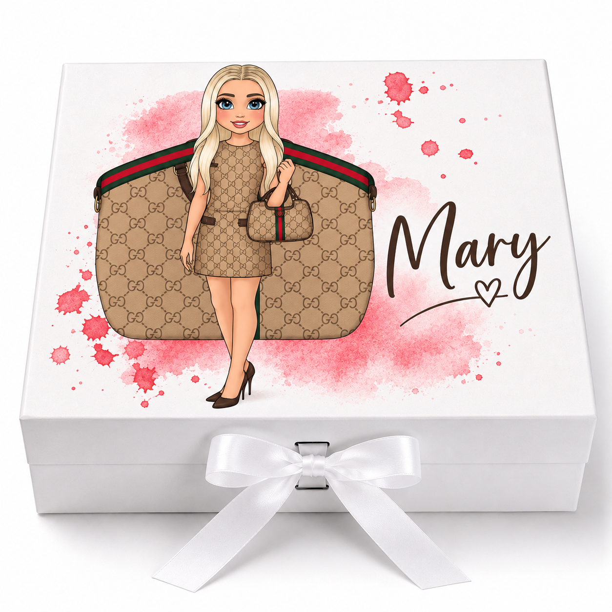 Personalised G Classic Bag Dolly - pick skin tone, hair colour and eye colour
