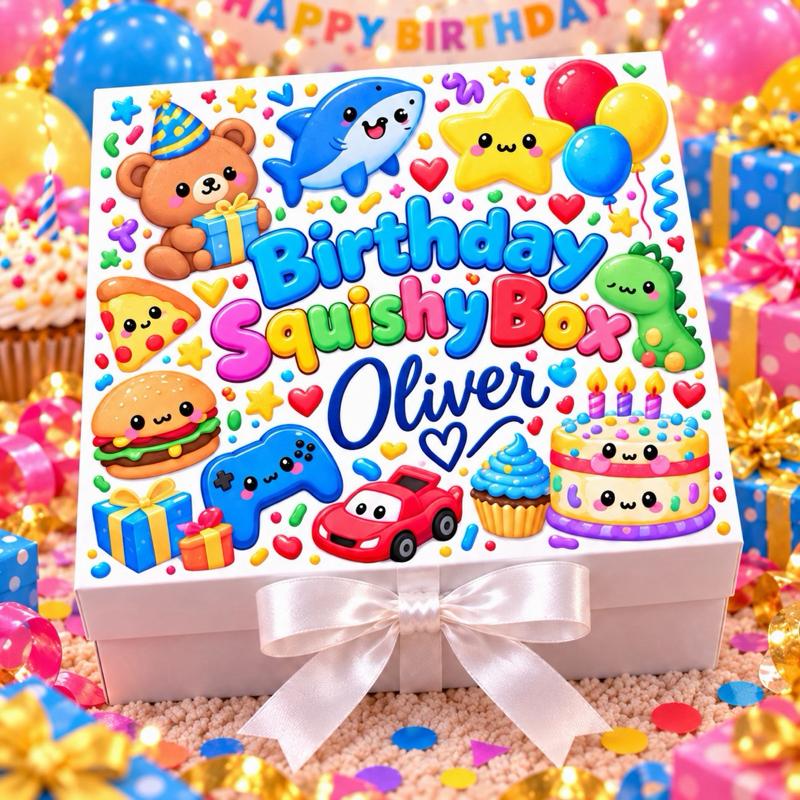 Personalised Birthday Squishy Magnetic Ribbon Gift box - medium and large sizes - 2 designs to choose from - Me And You You And Me Co 