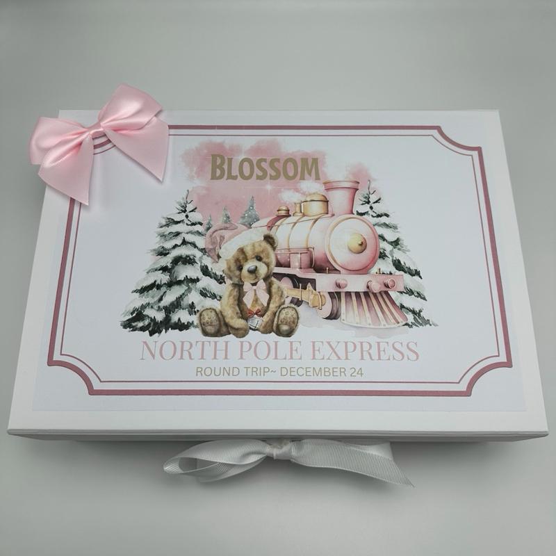 Personalised Bear Christmas Eve Luxury Magnetic Ribbon Gift box