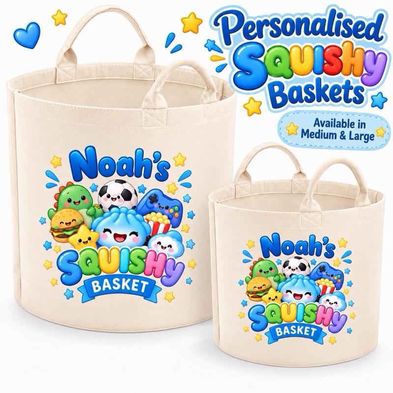 Personalised Dino Squishy Baskets - Cute & Colourful with Squishy Favourites - Perfect Gift Idea for All Ages - Take It Everywhere! - Me And You You And Me Co 